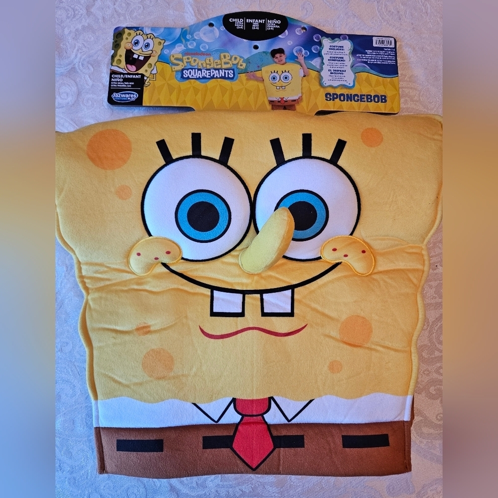 Jazwares Sponge Bob Costume, Toddler 3-4, NWT, Shell, Pants with Attached Shorts